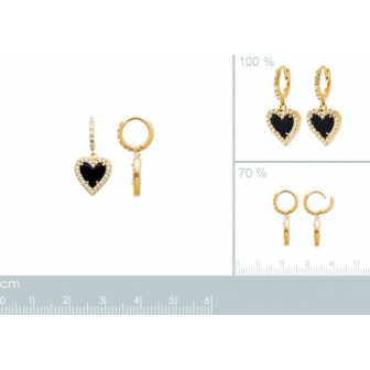 Créoles plaqué-or 750/000 3 microns oz et agate noire 2644807