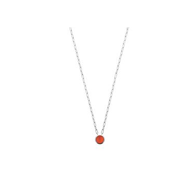 Collier argent rhodié 925/000 et pierre agate rouge NJI53845