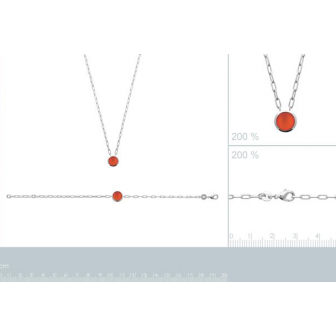 Collier argent rhodié 925/000 et pierre agate rouge 87353845