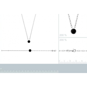 Collier argent rhodié 925/000 et agate noire 87353945