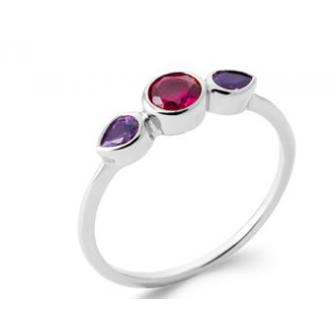 Bague argent rhodié 925/000 pierres synthétiques 1923570