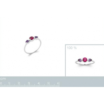 Bague argent rhodié 925/000 pierres synthétiques 1923570