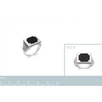Bague argent 925/000 homme et agate noire 1908007