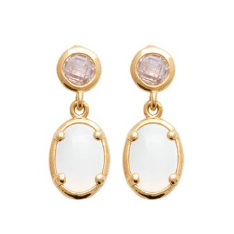 Boucles d'oreilles plaqué-or 750/000 3 microns oz et pierre véritable 2599210