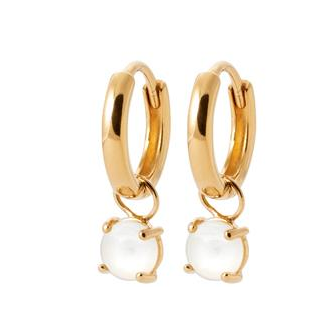 Créoles plaqué-or 750/000 3 microns oz et Pierre de lune 2642710