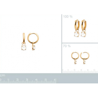 Créoles plaqué-or 750/000 3 microns oz et Pierre de lune 2642710