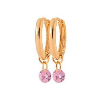 Créoles plaqué-or 750/000 3 microns pierre synthétique VGY6980