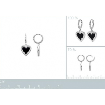 Créoles argent rhodié 925/000 oz pierre véritable 1644807