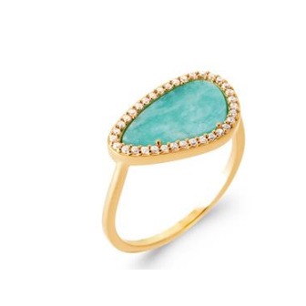 Bague coeur central amazonite plaqué or main image 0